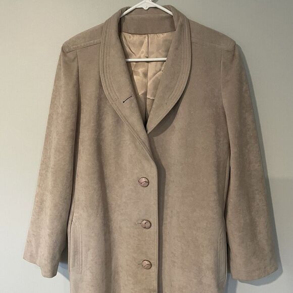 Skin Gear Vintage Non Leather Suede Trench Coat Button Tan Small Womens READ - Picture 3 of 13